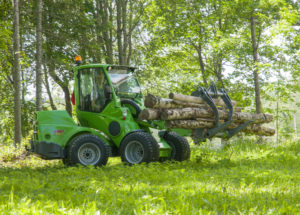 Avant compact loader with log grab